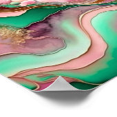 Abstract Roze en Blauwgroen Verdigris 18th Poster (Hoek)