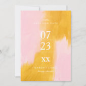 Abstract Roze en Geel Modern sparen de Datum Save The Date (Voorkant)
