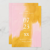 Abstract Roze en Geel Modern sparen de Datum Save The Date (Voorkant / Achterkant)