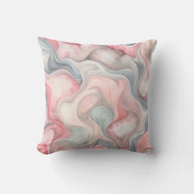 “Abstract roze en grijze kussensloop Kussen (Voorkant)
