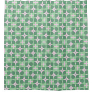 Abstract roze en groene badkamer — douchergordijn douchegordijn