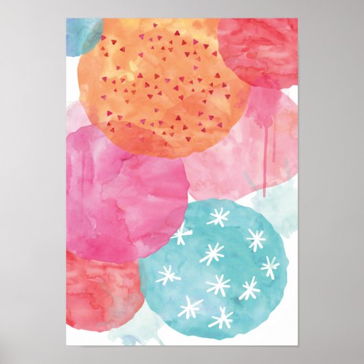 Abstract Roze en oranje waterverf poster print (Voorkant)