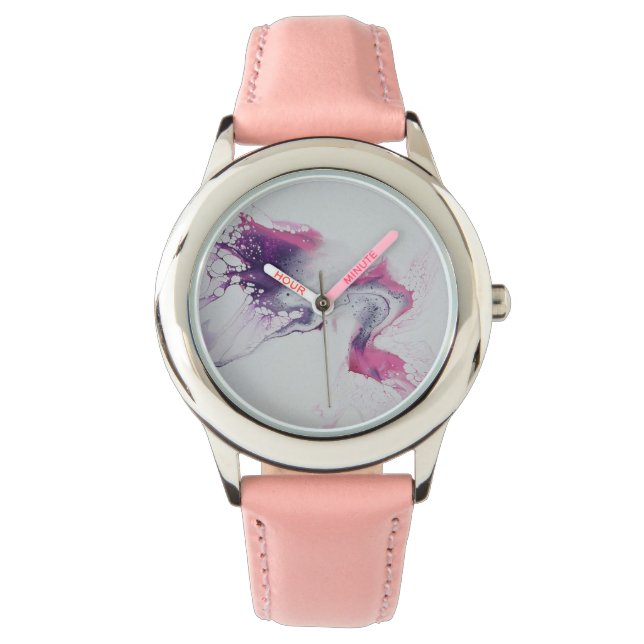 Abstract roze en paars patroon. horloge (Voorkant)
