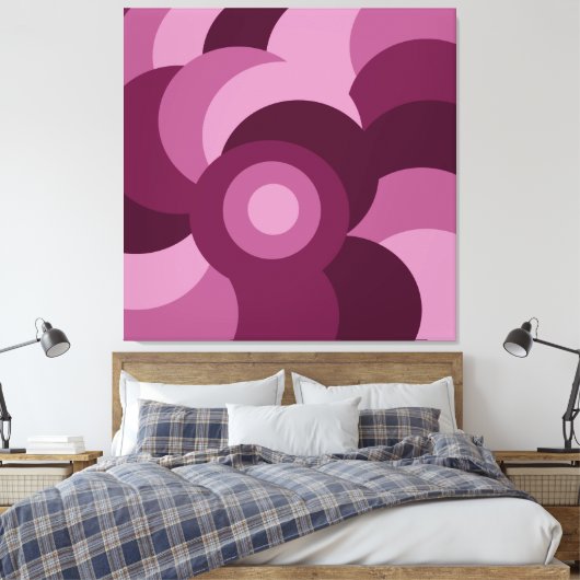 Abstract roze en paarse cirkelpatroon canvas afdruk (Insitu (Slaapkamer))