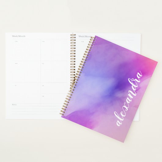 Abstract Roze en Paarse Inkt Waterverf Schilderen Planner (Display)