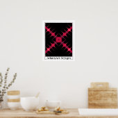 Abstract roze en rood kruis poster (Keuken)