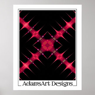 Abstract roze en rood kruis poster