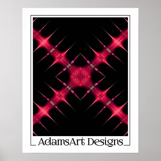 Abstract roze en rood kruis poster (Voorkant)
