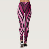 Abstract roze en zwart gestreepte cirkel leggings (Achterkant)