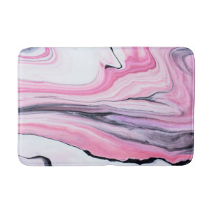 Abstract roze en zwart marmeren badmat