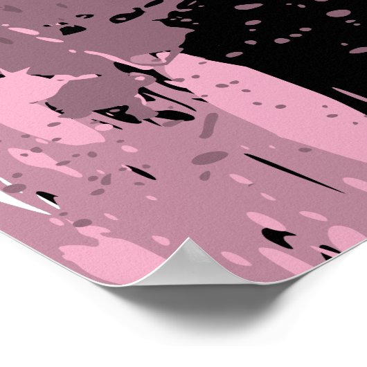 Abstract roze en zwart schilderplaatje poster (Hoek)