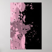 Abstract roze en zwart schilderplaatje poster (Voorkant)