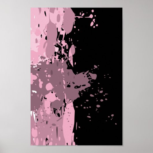Abstract roze en zwart schilderplaatje poster (Voorkant)