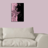 Abstract roze en zwart schilderplaatje poster