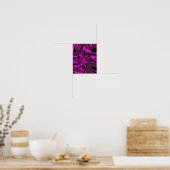 Abstract roze en zwart wervelend patroon poster (Keuken)