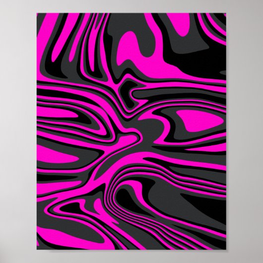 Abstract roze en zwart wervelend patroon poster (Voorkant)