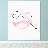 Abstract roze flamingo | Grappige Flamingo liefheb Canvas Afdruk (Insitu (Houten vloer))