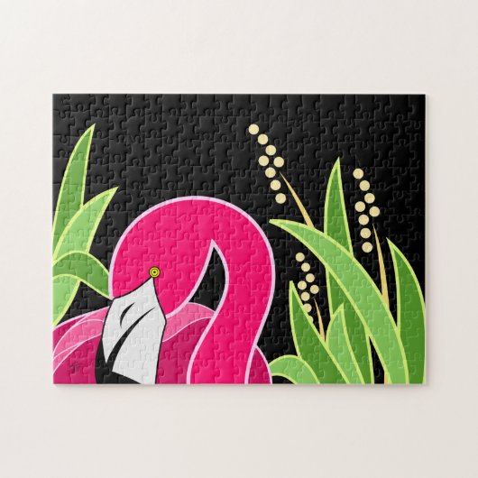 Abstract roze flamingo kunst legpuzzel (Horizontaal)