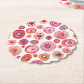 Abstract roze Floral Patroon Kartonnen Onderzetters (Gekanteld)