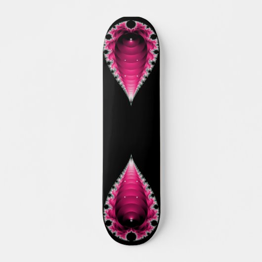 Abstract roze fractal op zwarte skateboard Deck (Voorkant)
