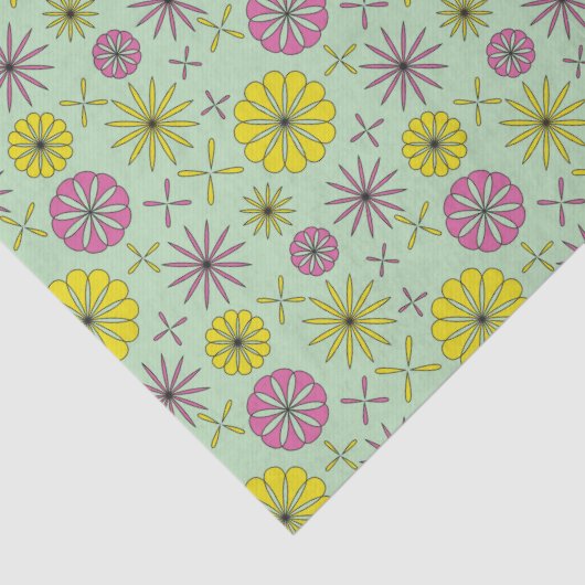 Abstract roze & geel bloemweefselpapier tissuepapier (Detail)