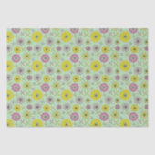 Abstract roze & geel bloemweefselpapier tissuepapier (Voorkant)