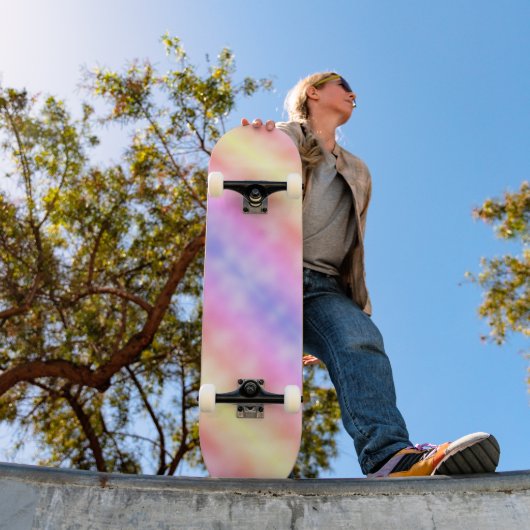 Abstract Roze Geel en Paars Persoonlijk Skateboard (Buiten 1)