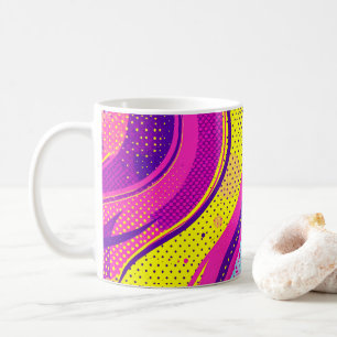 Abstract Roze Geel Pop Art Patroon Koffiemok