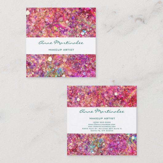Abstract Roze Glitz Square Visitekaartje (Voorkant / Achterkant)