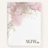 Abstract Roze & Gold Modern Monogram Notitieboek (Voorkant)