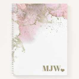 Abstract Roze & Gold Modern Monogram Notitieboek