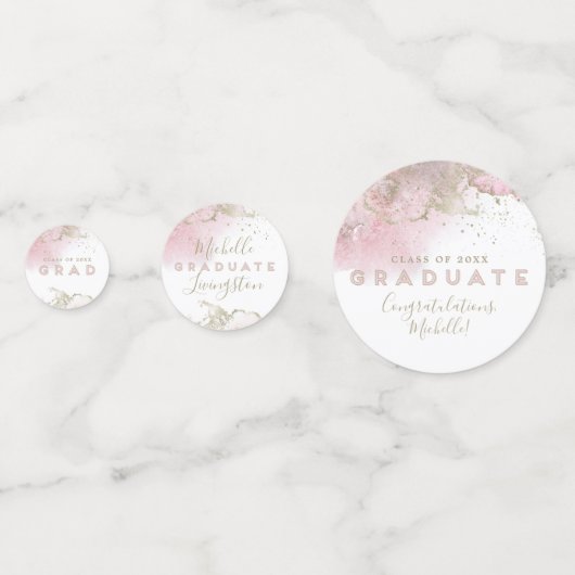 Abstract Roze & Goud Afstuderen Confetti (Voorkanten)