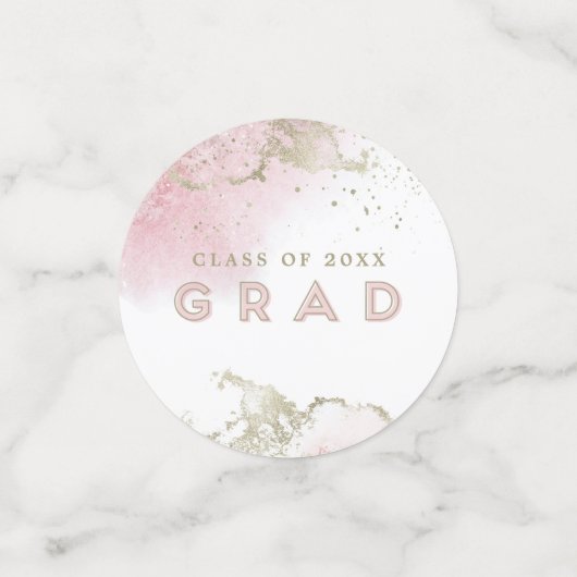 Abstract Roze & Goud Afstuderen Confetti (Kleine voorkant)