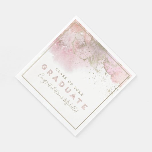 Abstract Roze & Goud Afstuderen Papier servet (Hoek)