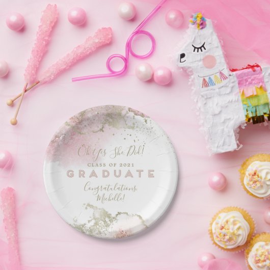 Abstract Roze & Goud Afstuderen Party Papier Bord (Feest)