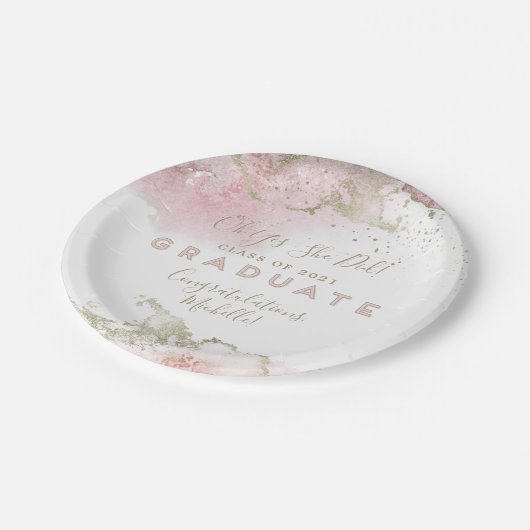 Abstract Roze & Goud Afstuderen Party Papier Bord (Gekanteld)