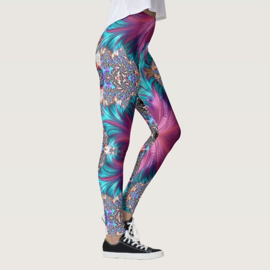 Abstract Roze Goud Grijs Aqua Running Jogging Leggings (Rechts)