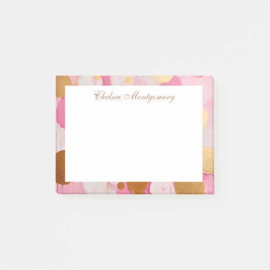 Abstract roze gouden cirkels gepersonaliseerd post-it® notes (Voorkant)