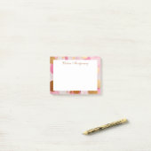 Abstract roze gouden cirkels gepersonaliseerd post-it® notes (Op bureau)
