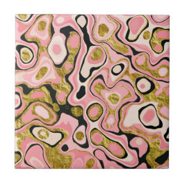 Abstract roze goudkleurig glitter-marmereffect tegeltje