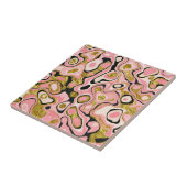 Abstract roze goudkleurig glitter-marmereffect tegeltje (Zijkant)