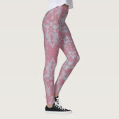 Abstract Roze & Grijs Botanisch Patroon Leggings (Rechts)