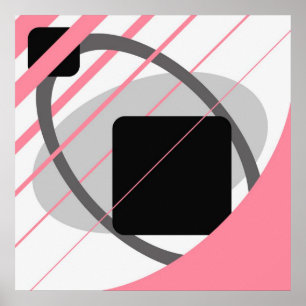 Abstract Roze grijze off-White zwarte AP0002 Poster