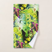 Abstract roze groen, geel kleurbaar kleurpatroon bad handdoek (Handdoek)