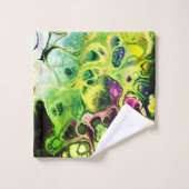 Abstract roze groen, geel kleurbaar kleurpatroon bad handdoek (Wasdoekje)