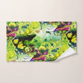 Abstract roze groen, geel kleurbaar kleurpatroon bad handdoek (Handdoek)
