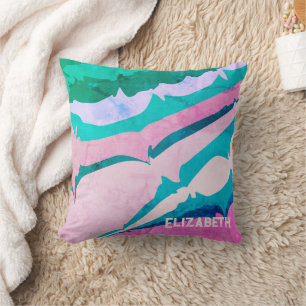Abstract Roze Groen Pastel Modern Persoonlijk Kussen