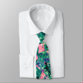 Abstract Roze Groen Patroon Stijlvol Modern Gift Stropdas (Gebonden)
