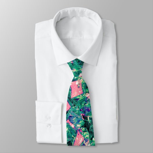 Abstract Roze Groen Patroon Stijlvol Modern Gift Stropdas (Gebonden)