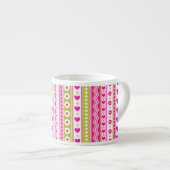 Abstract Roze groen patroon + stippen bloemen hart Espresso Kop (Voorkant rechts)